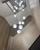 Oversized Nordic Art Round Air Bubbles Pendant Chandelier for Stairs/Spiral Staircase/Hotel Lobby - 7 Lights: D13.8"*H47.2"Warm LightBlushlighting