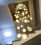 Oversized Nordic Art Round Air Bubbles Pendant Chandelier for Stairs/Spiral Staircase/Hotel Lobby - 7 Lights: D13.8"*H47.2"Warm LightBlushlighting
