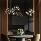 Oversized Nordic Black Iron Glass Bubble Collection Chandelier Suit for Living/Dining Room - Blushlighting