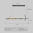 Oversized Nordic Black Iron Glass Bubble Collection Chandelier Suit for Living/Dining Room - Linear: 10Heads L47.2'*H11.8"Warm LightBlushlighting