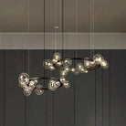 Oversized Nordic Black Iron Glass Bubble Collection Chandelier Suit for Living/Dining Room - Linear: 10Heads L47.2'*H11.8"Warm LightBlushlighting