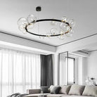 Oversized Nordic Black Iron Glass Bubble Collection Chandelier Suit for Living/Dining Room - Linear: 10Heads L47.2'*H11.8"Warm LightBlushlighting