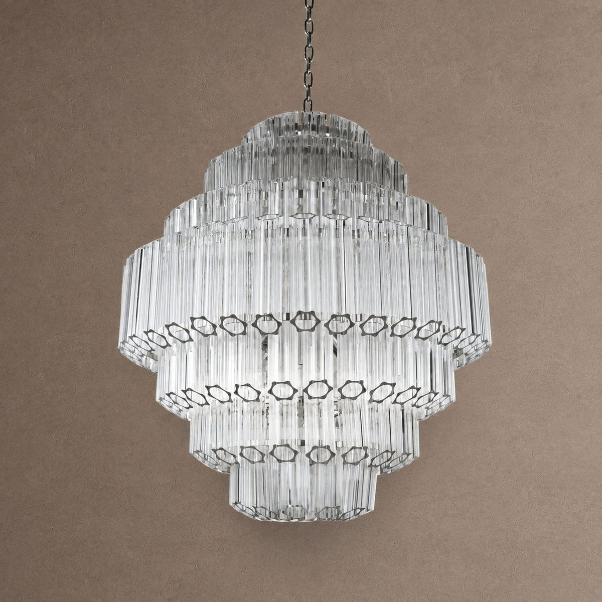 Palermo Tiered Chandelier - ∅ 31.5″ x H 34.3″Nickel & ClearBlushlighting