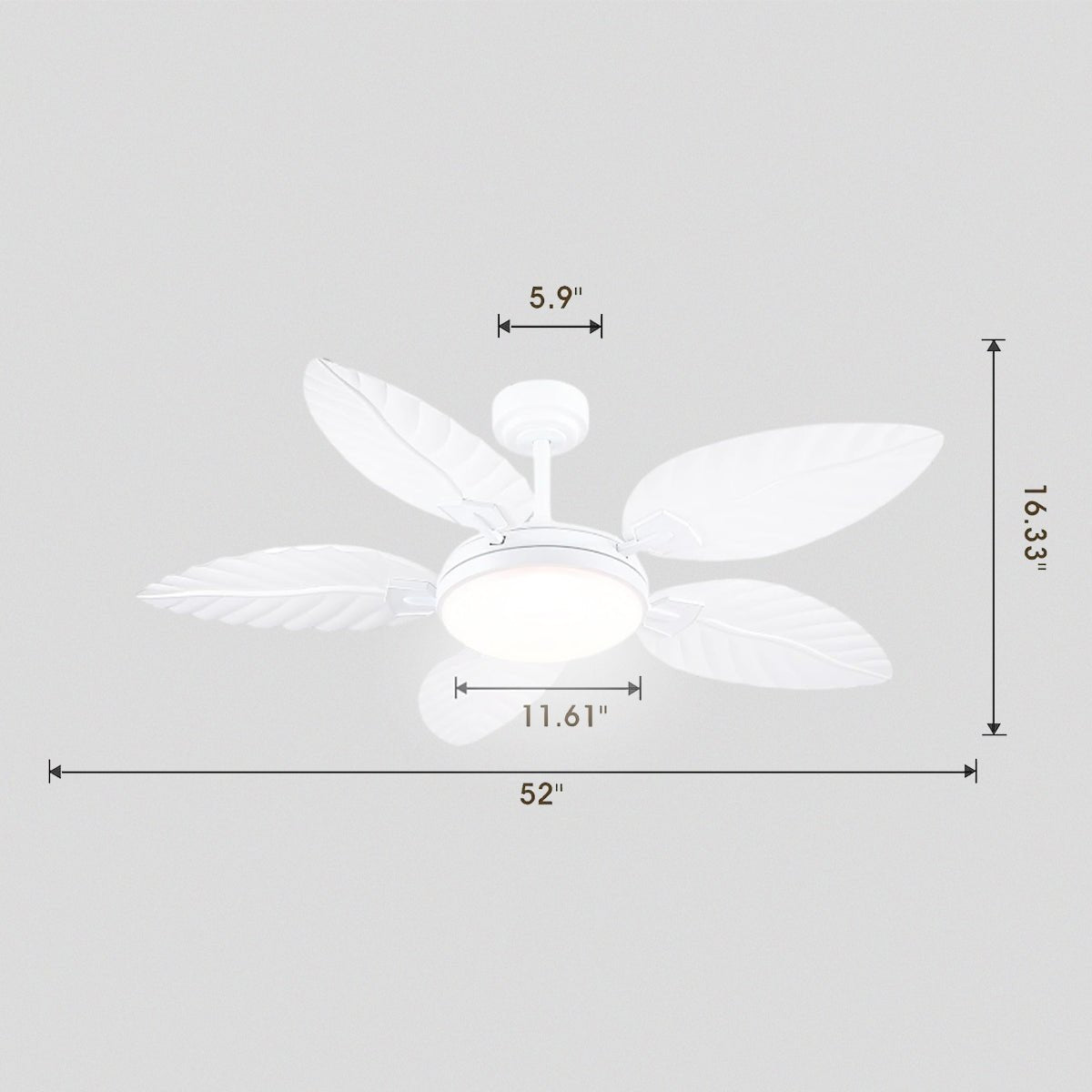 Palm Leaf Ceiling Fans with Lights Tropical Ceiling Fans 6 Speeds Reversible Wood Grain 52" - Blushlighting