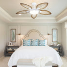 Palm Leaf Ceiling Fans with Lights Tropical Ceiling Fans 6 Speeds Reversible Wood Grain 52" - Blushlighting