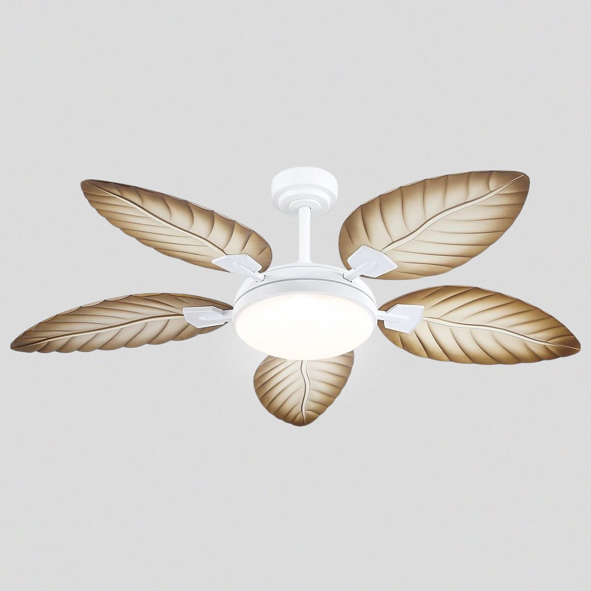 Palm Leaf Ceiling Fans with Lights Tropical Ceiling Fans 6 Speeds Reversible Wood Grain 52" - Blushlighting