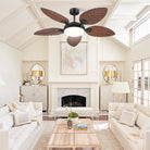 Palm Leaf Ceiling Fans with Lights Tropical Ceiling Fans 6 Speeds Reversible Wood Grain 52" - Blushlighting