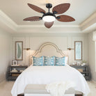 Palm Leaf Ceiling Fans with Lights Tropical Ceiling Fans 6 Speeds Reversible Wood Grain 52" - Blushlighting