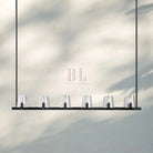 Pauilla Claar Glass Linear Chandelier-Linear 49" 10-Ligth-Matte Black-