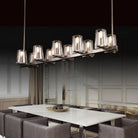 Pauilla Claar Glass Linear Chandelier 49"60"-Linear 49" 10-Ligth-Polished Nickel-Blushlighting