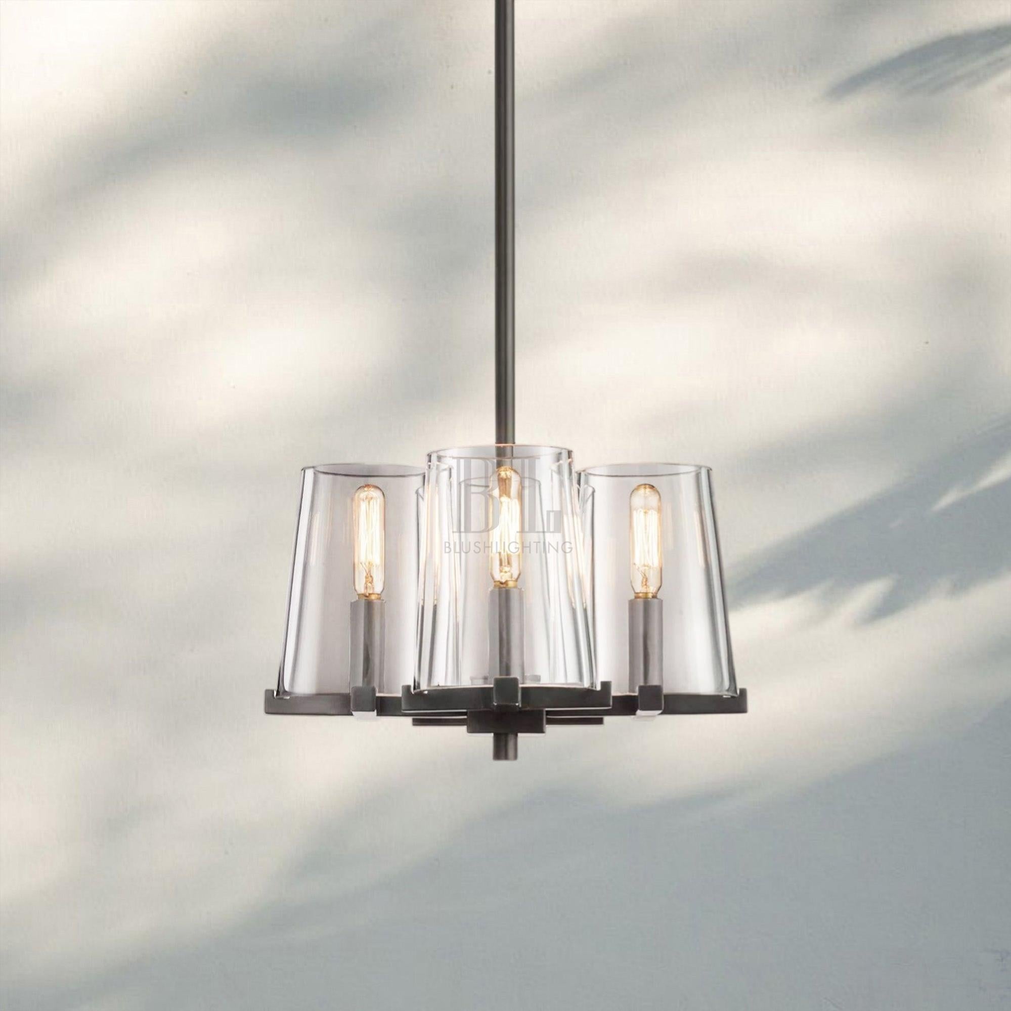 Pauilla Clear Glass Pendant-Bronze-