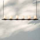 Pauilla Fabric Shade Linear Chandelier 49" 60”-60'' 12-Light-Bronze-