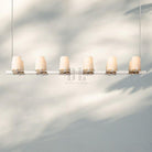 Pauilla Fabric Shade Linear Chandelier 49" 60”-60'' 12-Light-Polished Nickel-