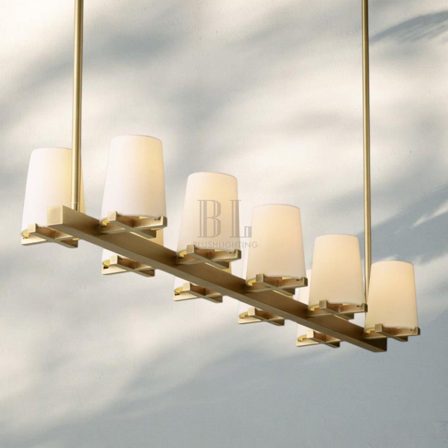 Pauilla Fabric Shade Linear Chandelier 49" 60”-