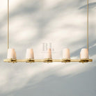 Pauilla Fabric Shade Linear Chandelier 49" 60”-49'' 10-Light-Brass-