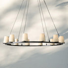 Pauilla Fabric Shade Round Chandelier 36" 48" 60″-48“ 12-Light-Bronze-