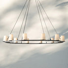 Pauilla Fabric Shade Round Chandelier 36" 48" 60″-60” 12-Light-Bronze-