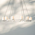 Pauilla Fabric Shade Round Chandelier 36" 48" 60″-48“ 12-Light-Polished Nickel-