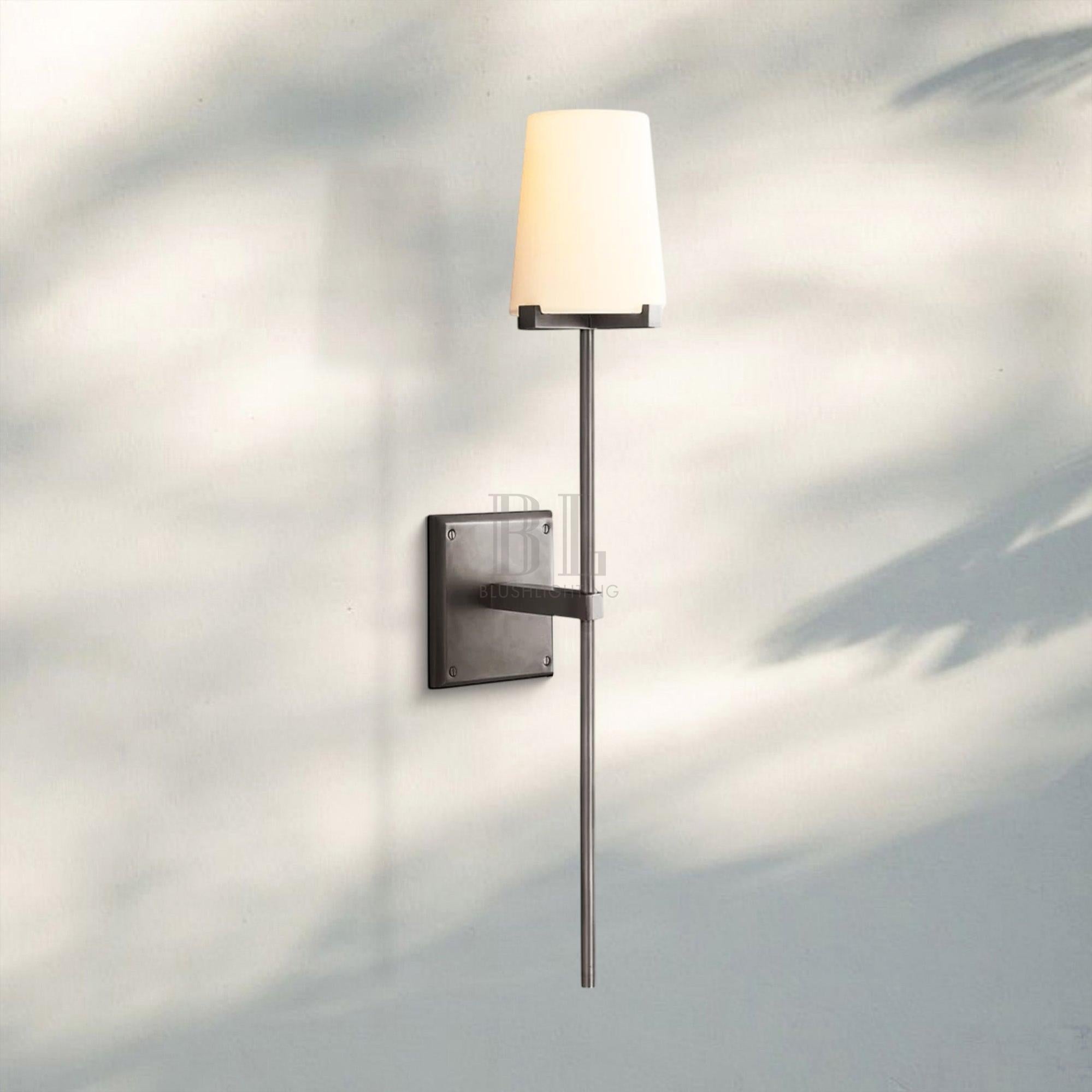 Pauilla Fabric Shade Torch Sconce-Bronze-