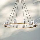 Pauilla Modern Clear Glass Round Chandelier 36'' 48‘’ 60‘’-Round 60" 12-Light-Lacquered Burnished Brass-