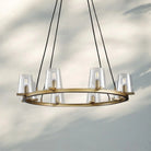 Pauilla Modern Clear Glass Round Chandelier 36'' 48‘’ 60‘’-Round 36" 8-Light-Lacquered Burnished Brass-