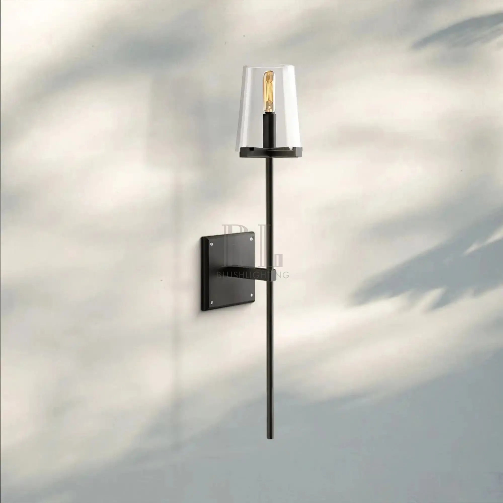 Pauilla Torch Clear Glass Sconce-Bronze-