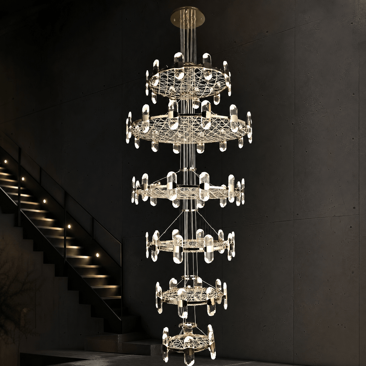 Pearl Net Modern Sculptural Ring Chandelier - Blushlighting