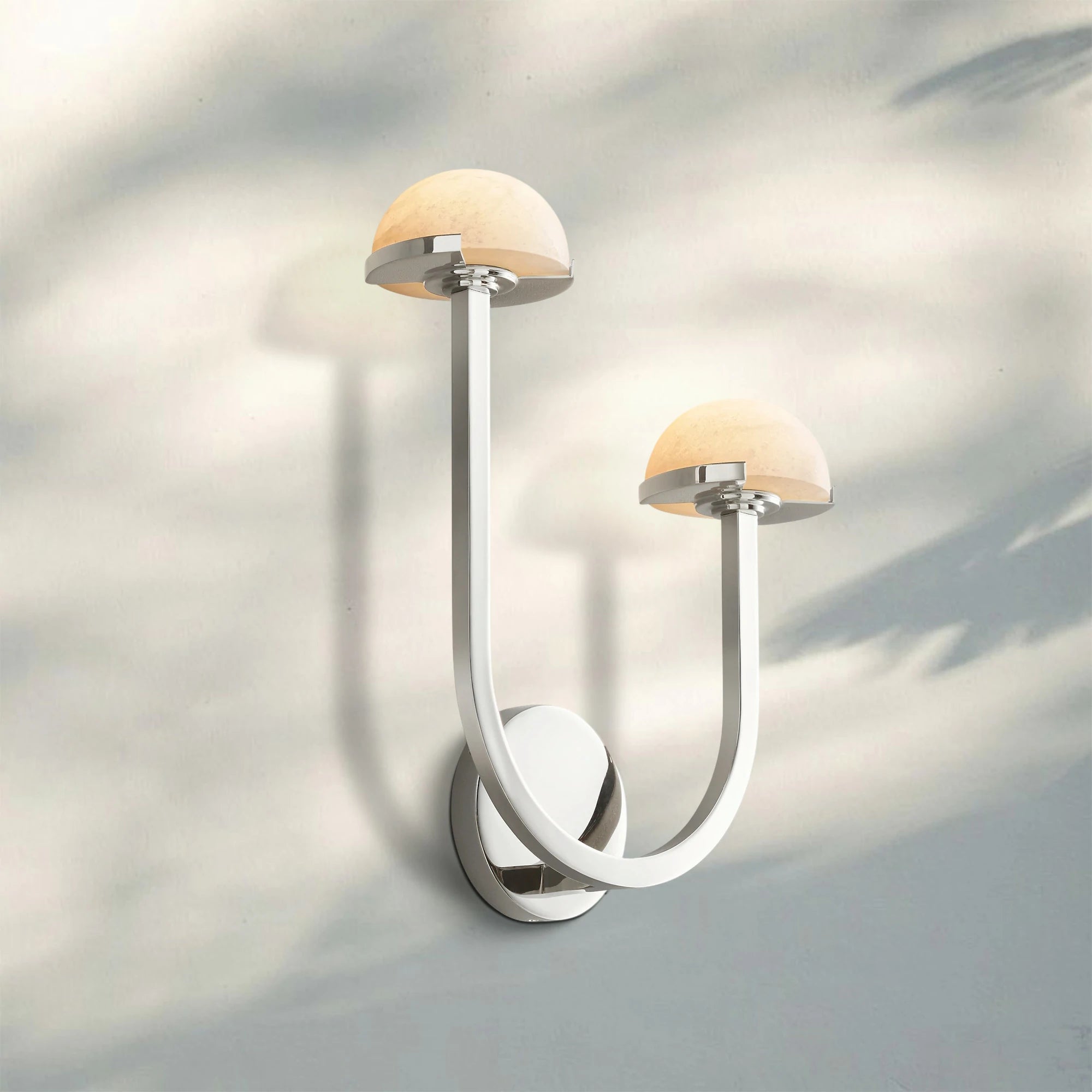 Pedrea Alabaster Double Wall Sconce-Left-Polished Nickel-