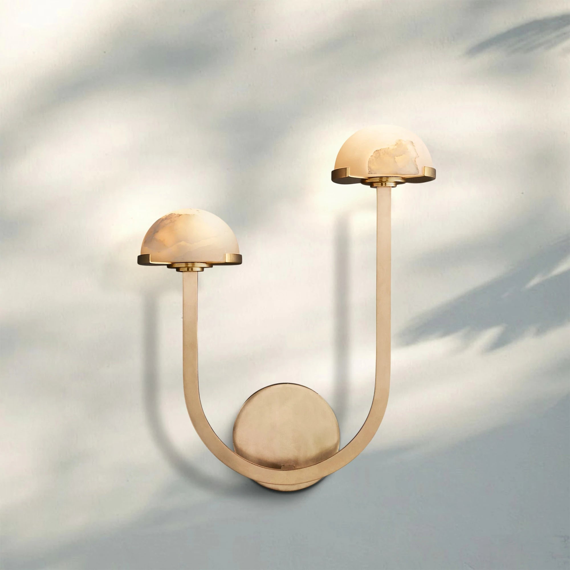 Pedrea Alabaster Double Wall Sconce-Right-Brass-