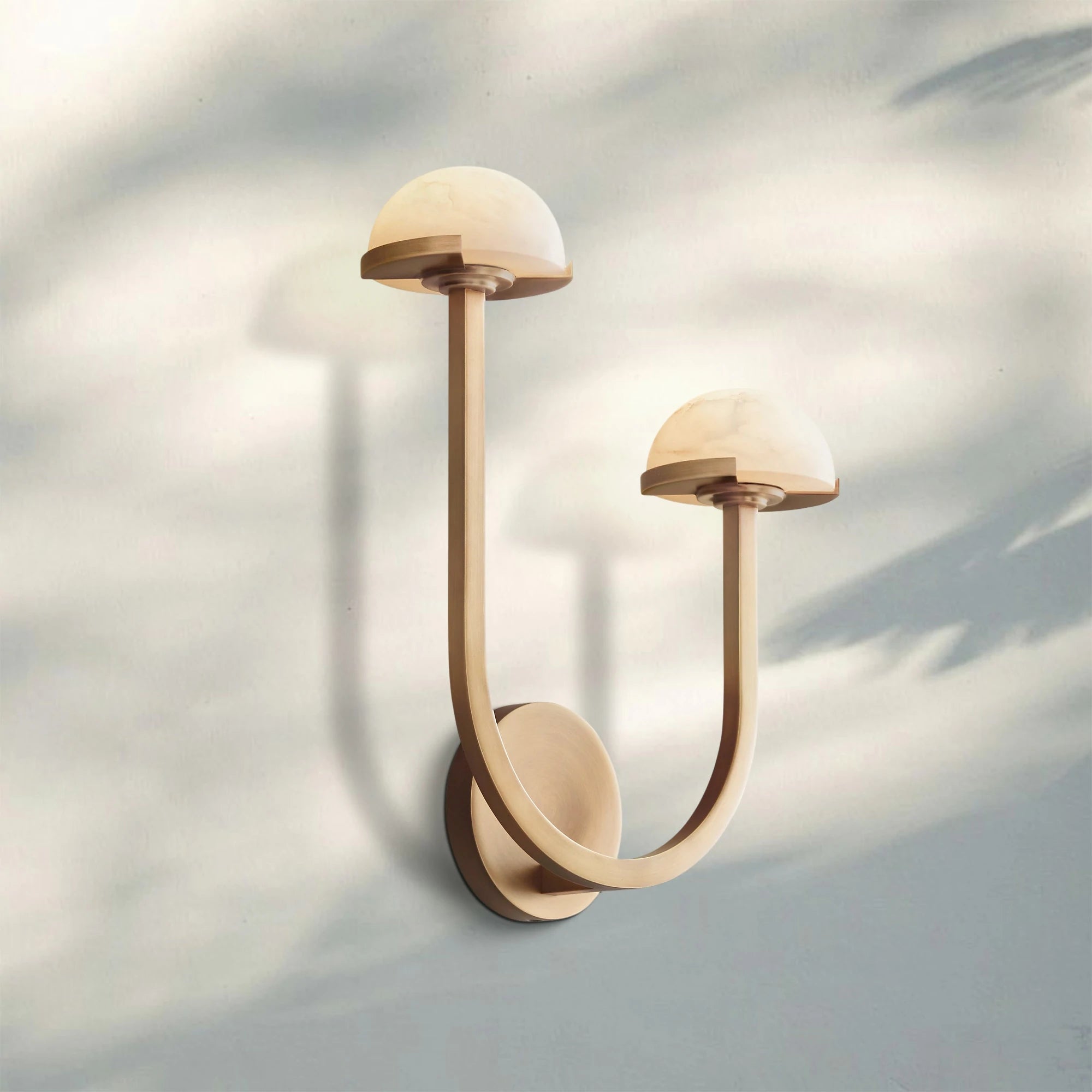 Pedrea Alabaster Double Wall Sconce-Left-Brass-