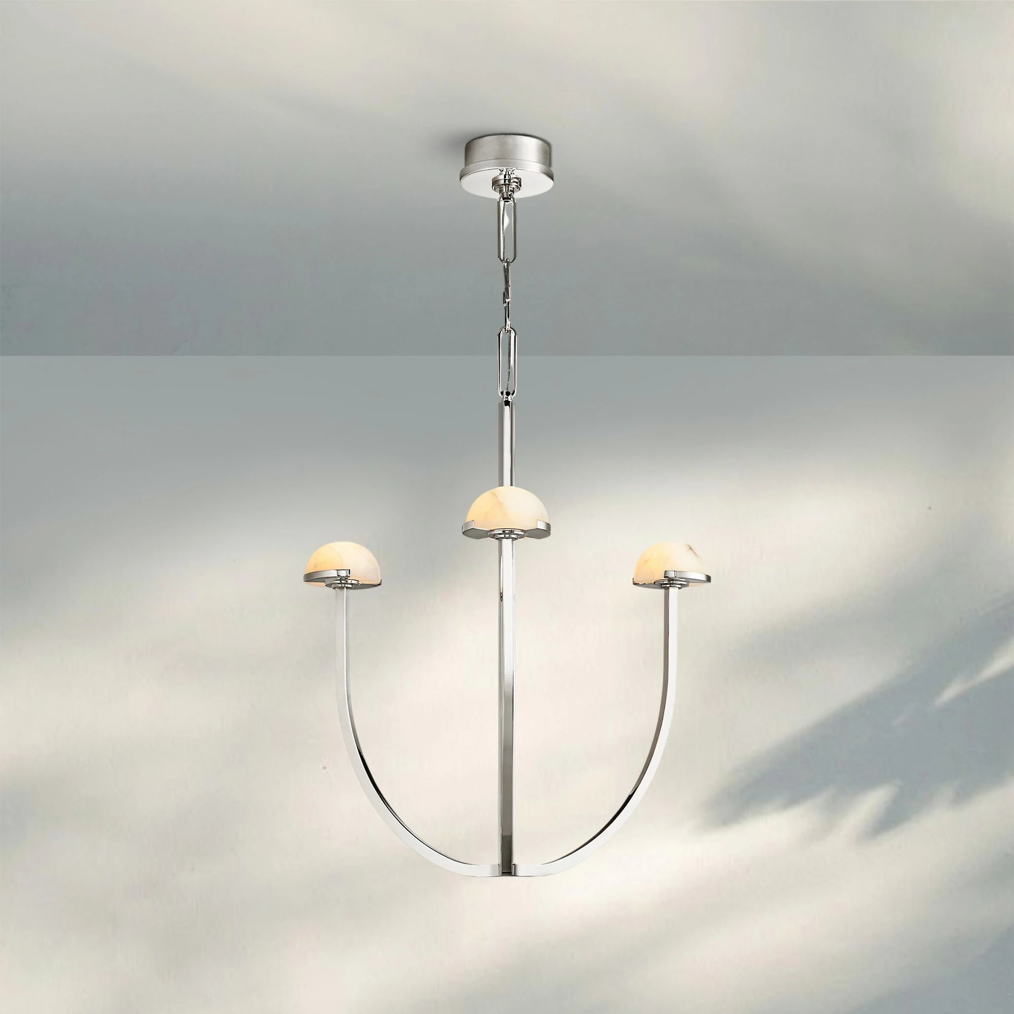 Pedrea Alabaster Round Chandelier 24'' 32'' 40''-24'' 3-Light-Polished Nickel-