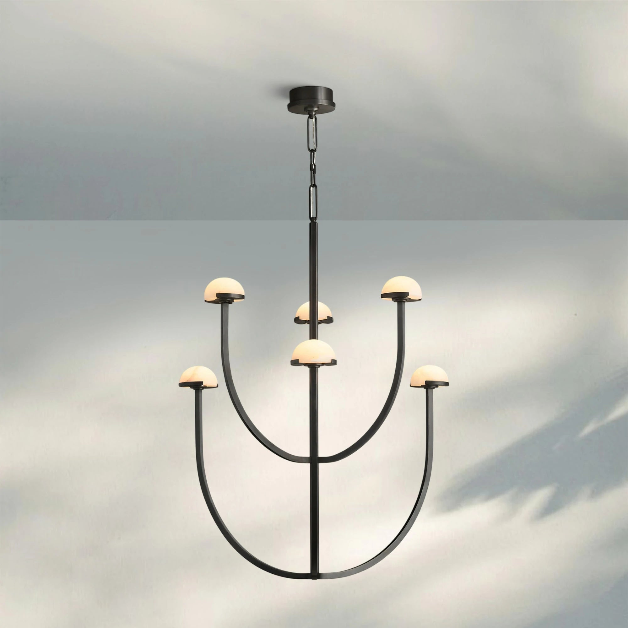 Pedrea Alabaster Round Chandelier 24'' 32'' 40''-32'' 6-Light-Bronze-