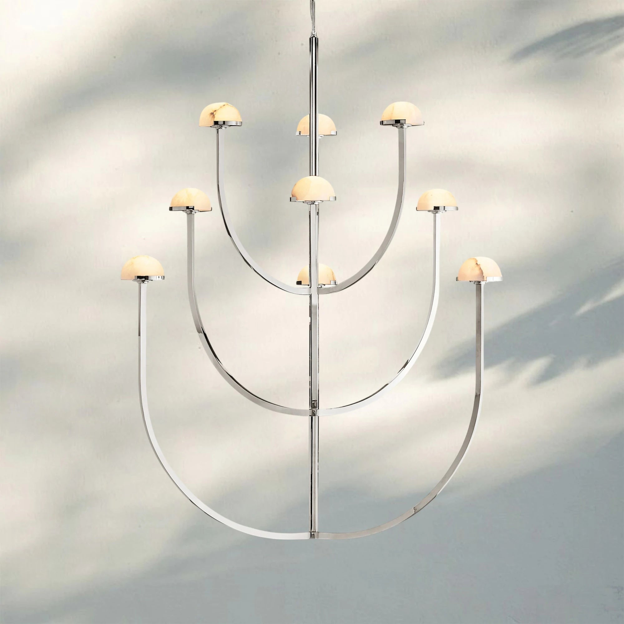 Pedrea Alabaster Round Chandelier 24'' 32'' 40''-32'' 6-Light-Polished Nickel-