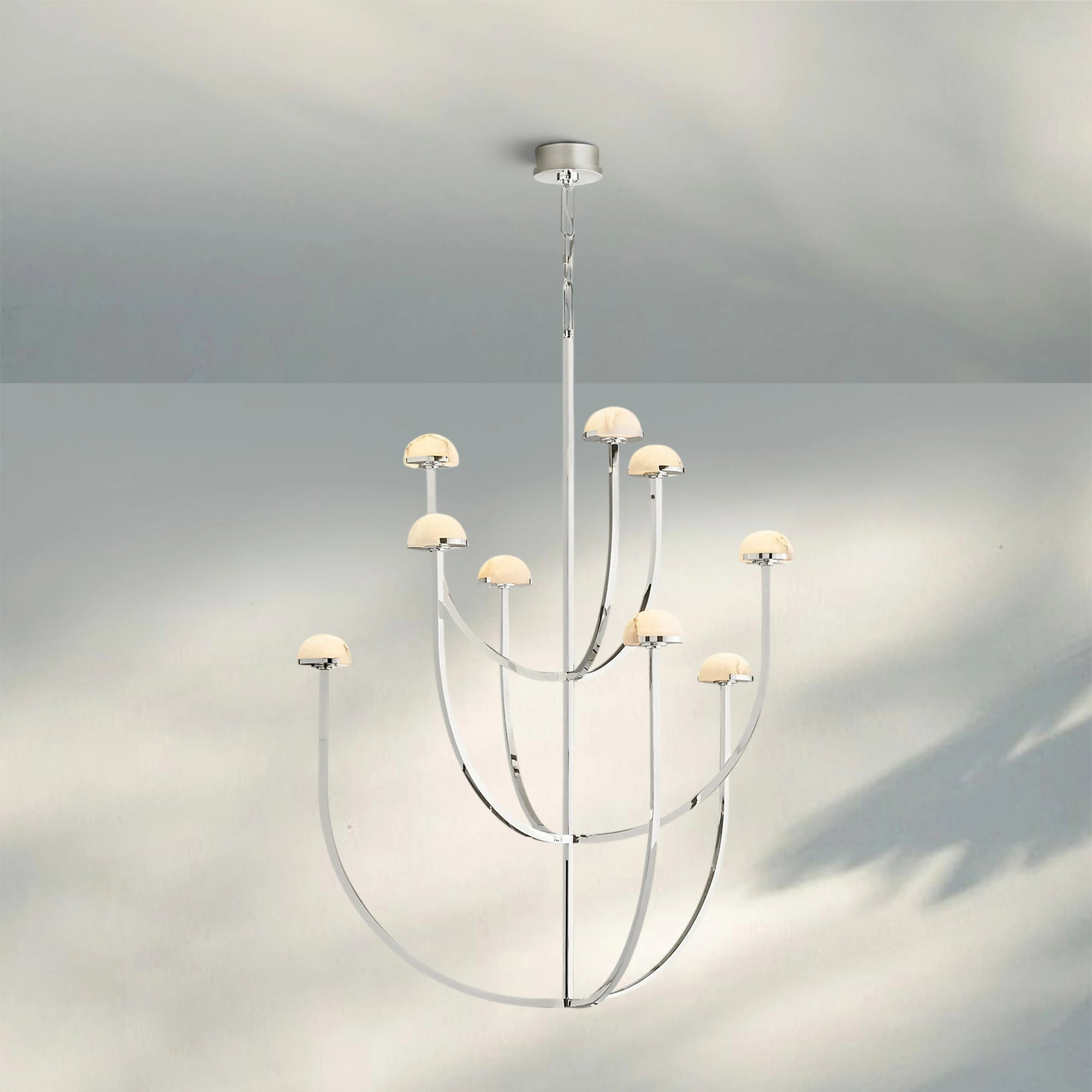 Pedrea Alabaster Round Chandelier 24'' 32'' 40''-40'' 9-Light-Polished Nickel-