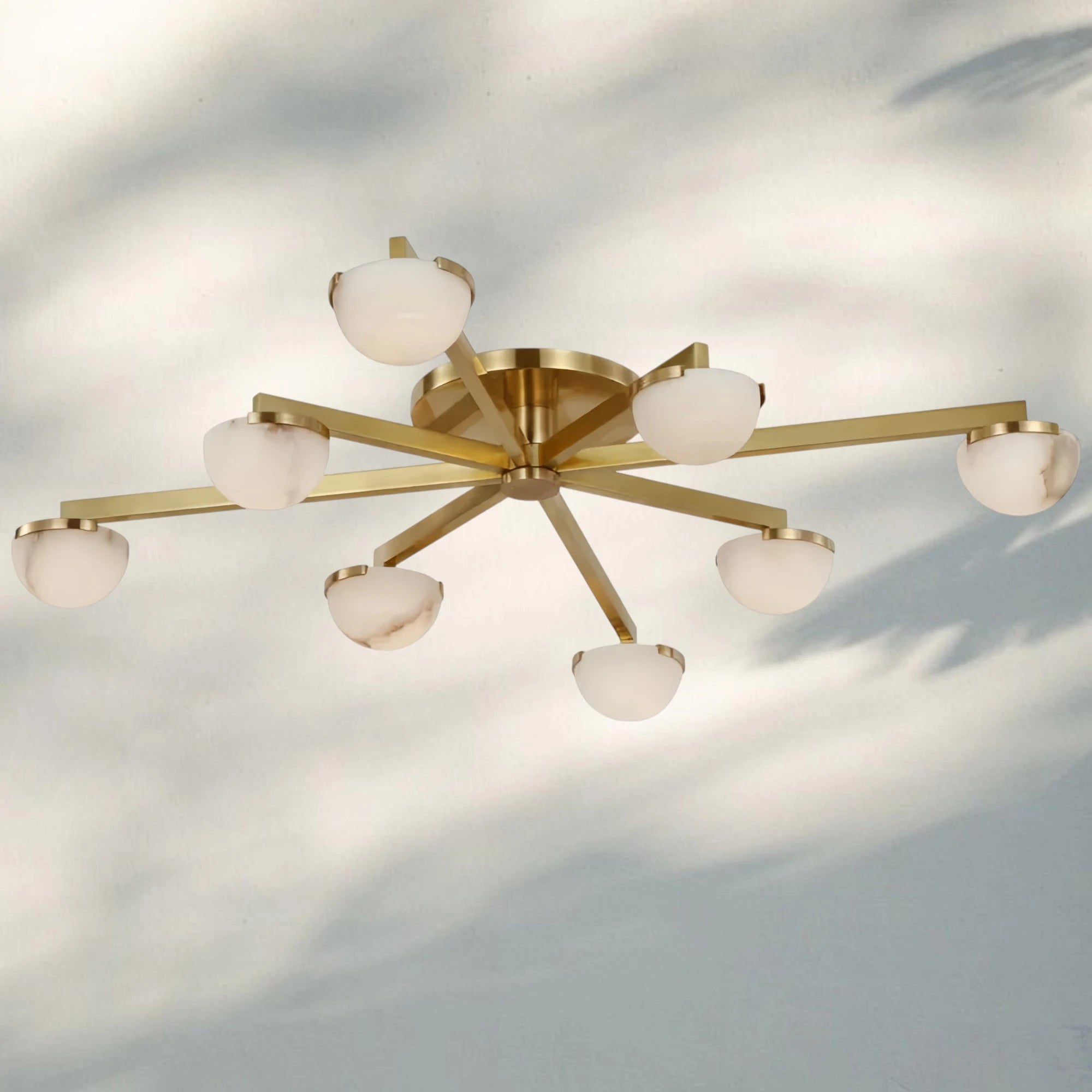 Pedrea Alabaster Wearstler Large Staggered Arm Flush Mount-36'' 8-Light-Brass-