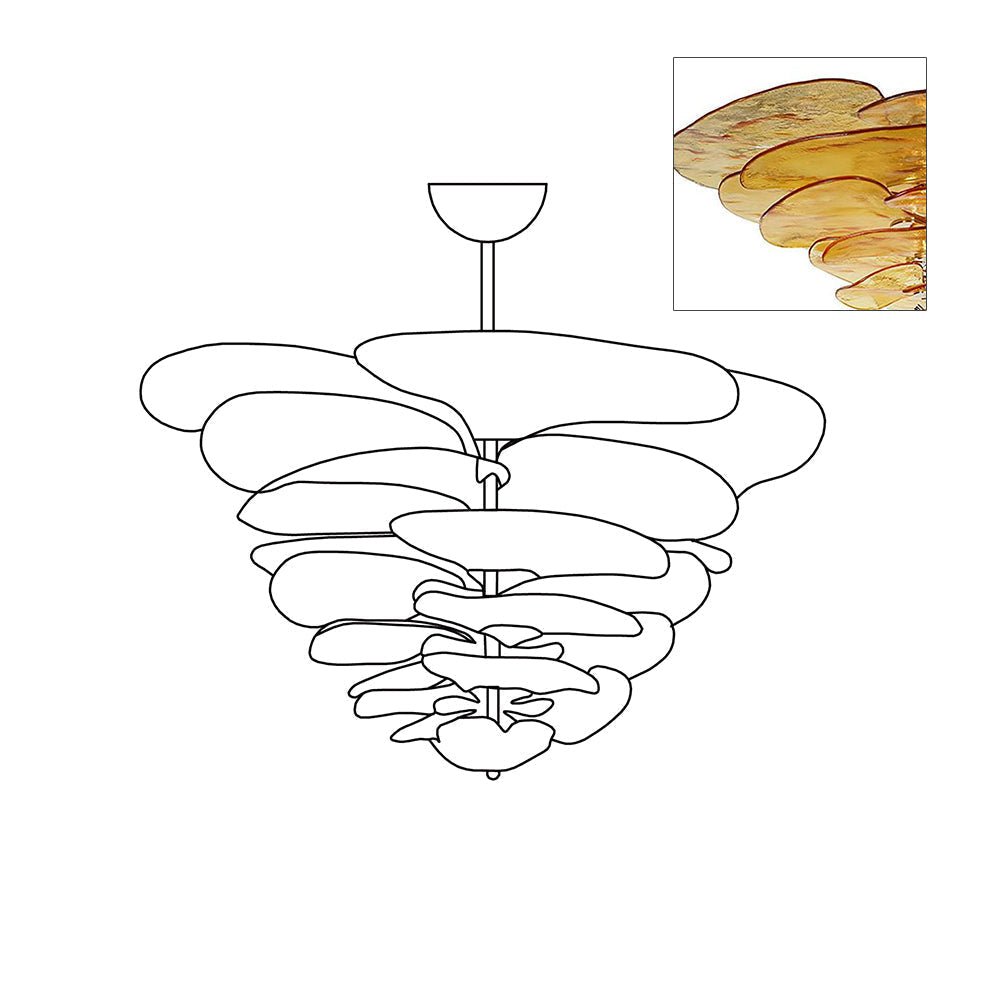 Petals Gold Murano Chandelier - 8-lights ∅ 21.6″ x H 8.6″Green & GoldBlushlighting