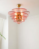 Petals Gold Murano Chandelier - 8-lights ∅ 21.6″ x H 8.6″Clear & GoldBlushlighting