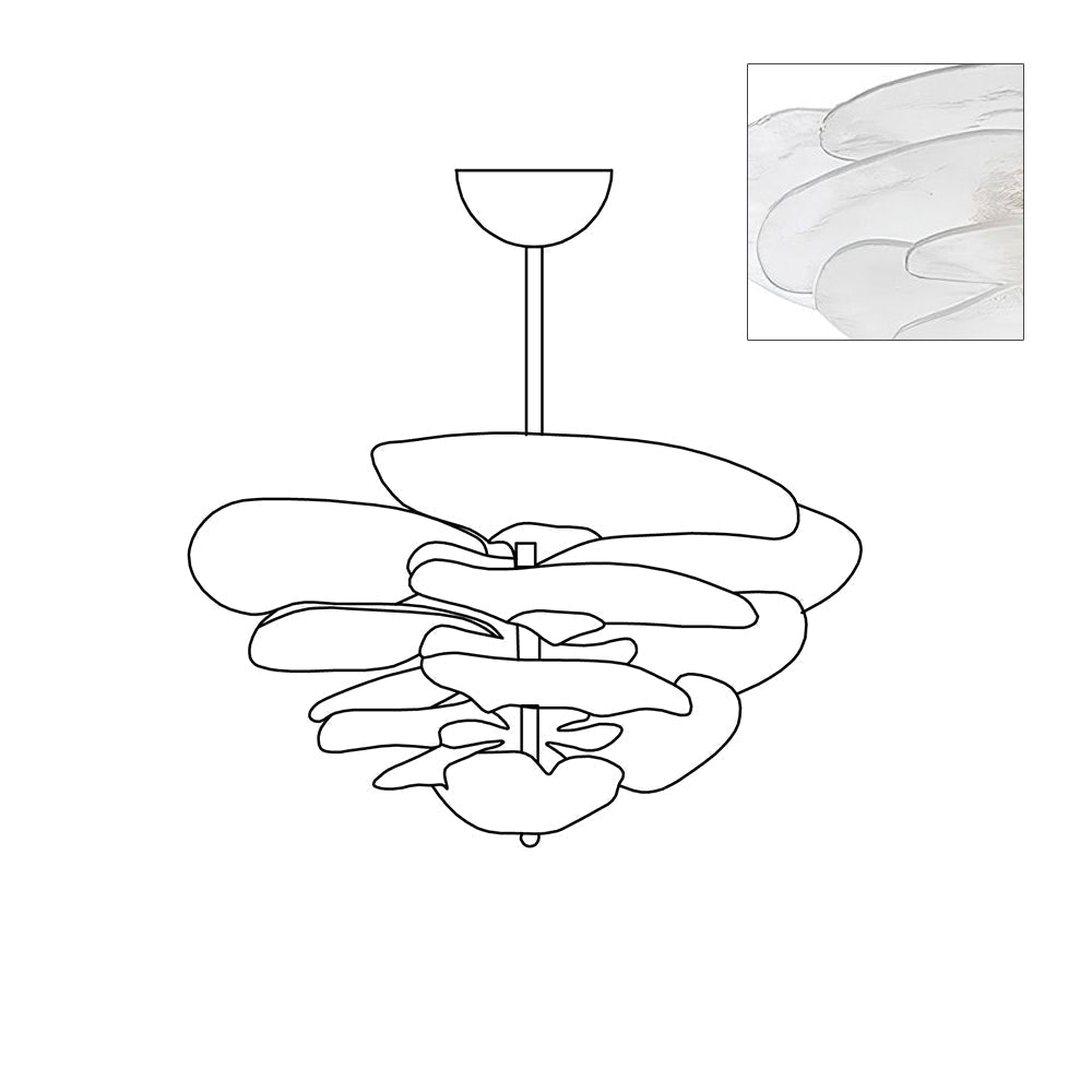Petals Gold Murano Chandelier - 12-lights ∅ 26.3″ x H 11.4″Clear & GoldBlushlighting