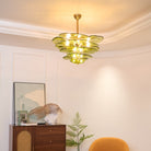 Petals Gold Murano Chandelier - 8-lights ∅ 21.6″ x H 8.6″Clear & GoldBlushlighting