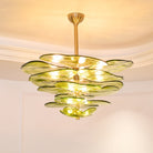 Petals Gold Murano Chandelier - 16-lights ∅ 31.5″ x H 17.7″Green & GoldBlushlighting