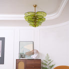 Petals Gold Murano Chandelier - 8-lights ∅ 21.6″ x H 8.6″Clear & GoldBlushlighting