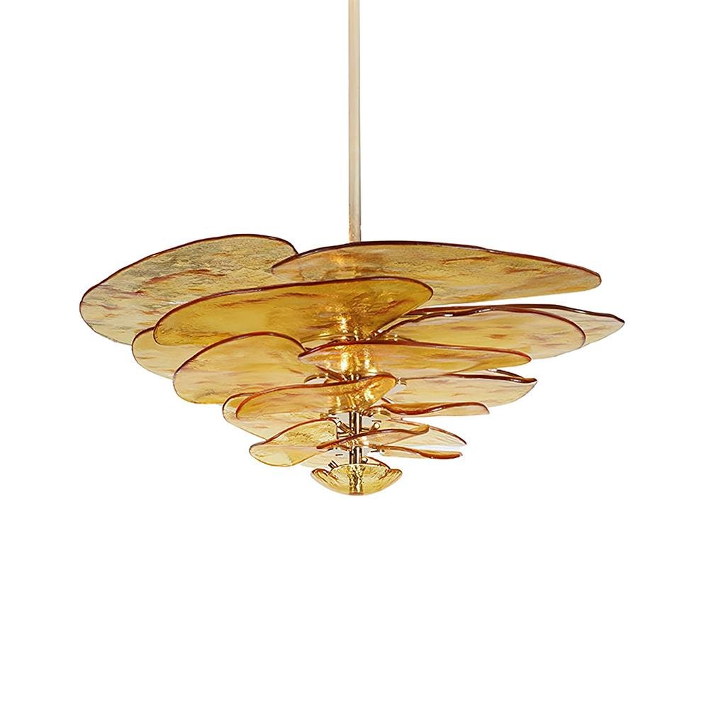 Petals Gold Murano Chandelier - 20-lights ∅ 39.4″ x H 21.7″Amber & GoldBlushlighting