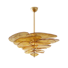 Petals Gold Murano Chandelier - 12-lights ∅ 26.3″ x H 11.4″Clear & GoldBlushlighting