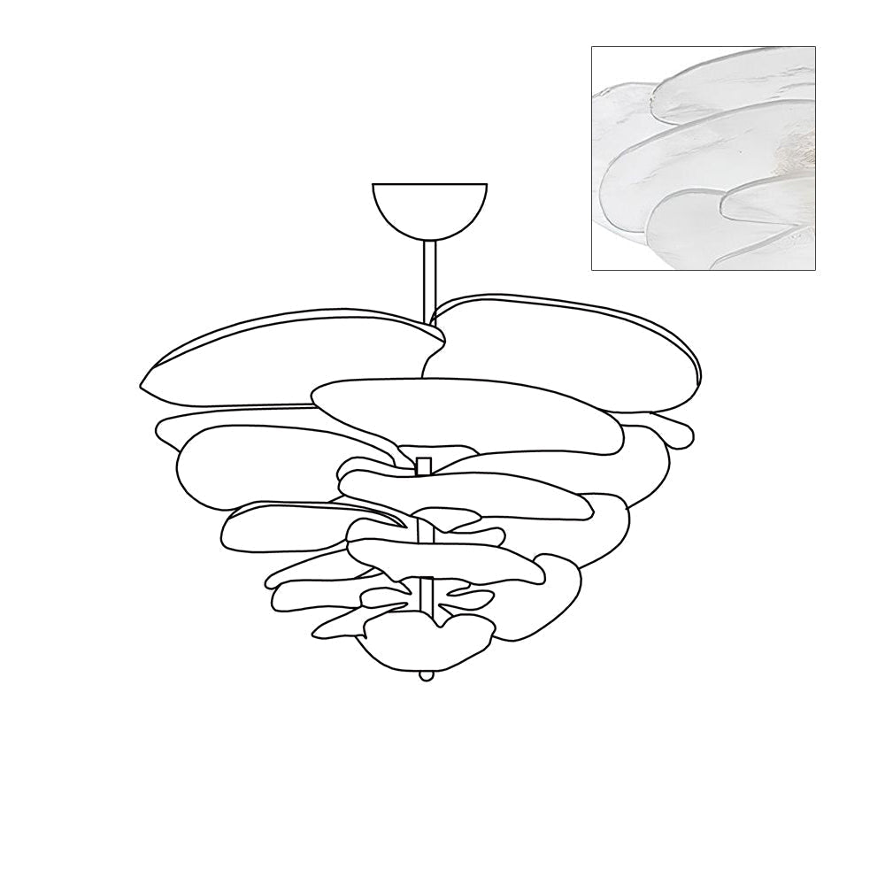 Petals Gold Murano Chandelier - 16-lights ∅ 31.5″ x H 17.7″Green & GoldBlushlighting