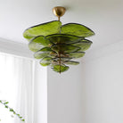 Petals Gold Murano Chandelier - 12-lights ∅ 26.3″ x H 11.4″Clear & GoldBlushlighting