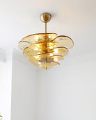 Petals Gold Murano Chandelier - 8-lights ∅ 21.6″ x H 8.6″Clear & GoldBlushlighting
