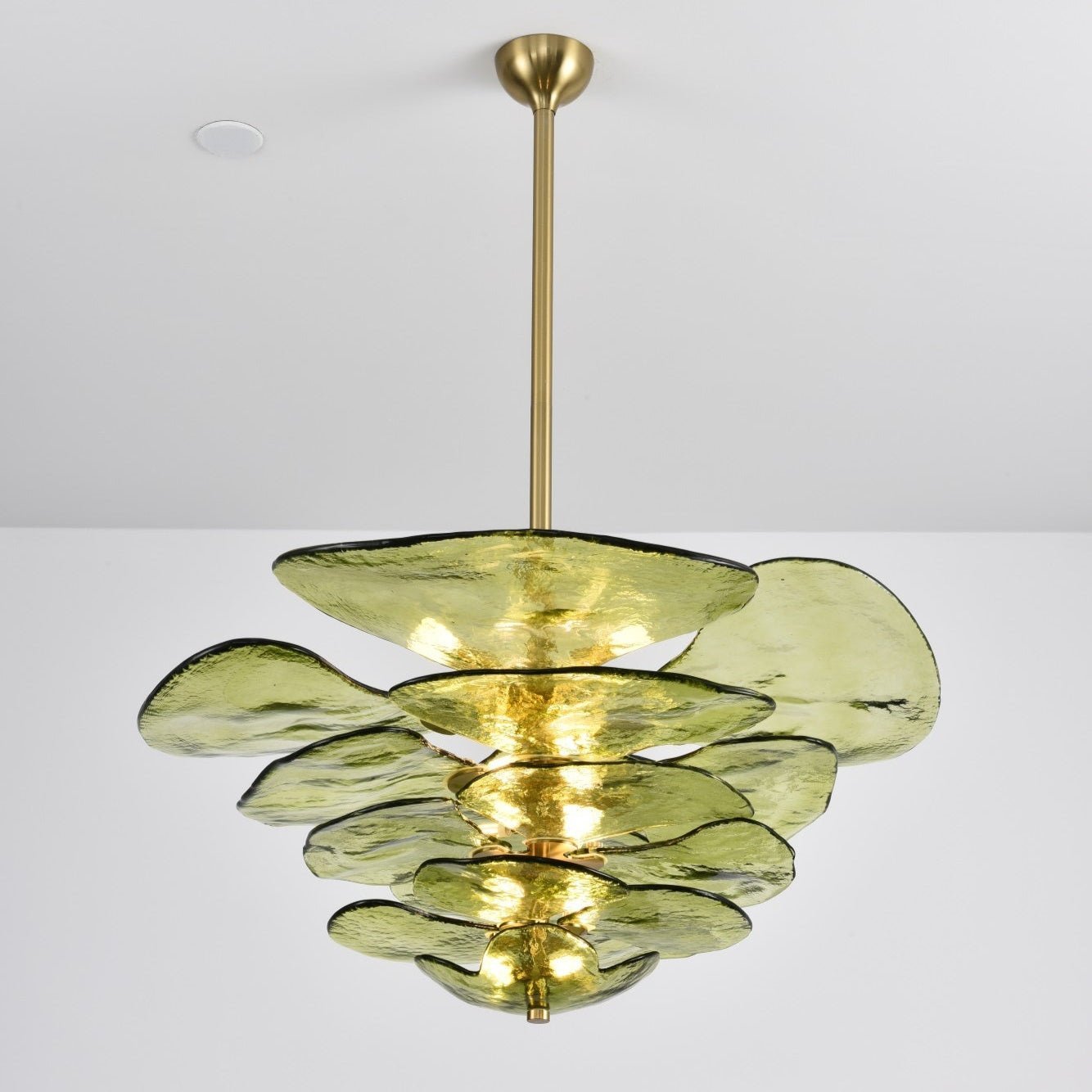 Petals Gold Murano Chandelier - 16-lights ∅ 31.5″ x H 17.7″Green & GoldBlushlighting