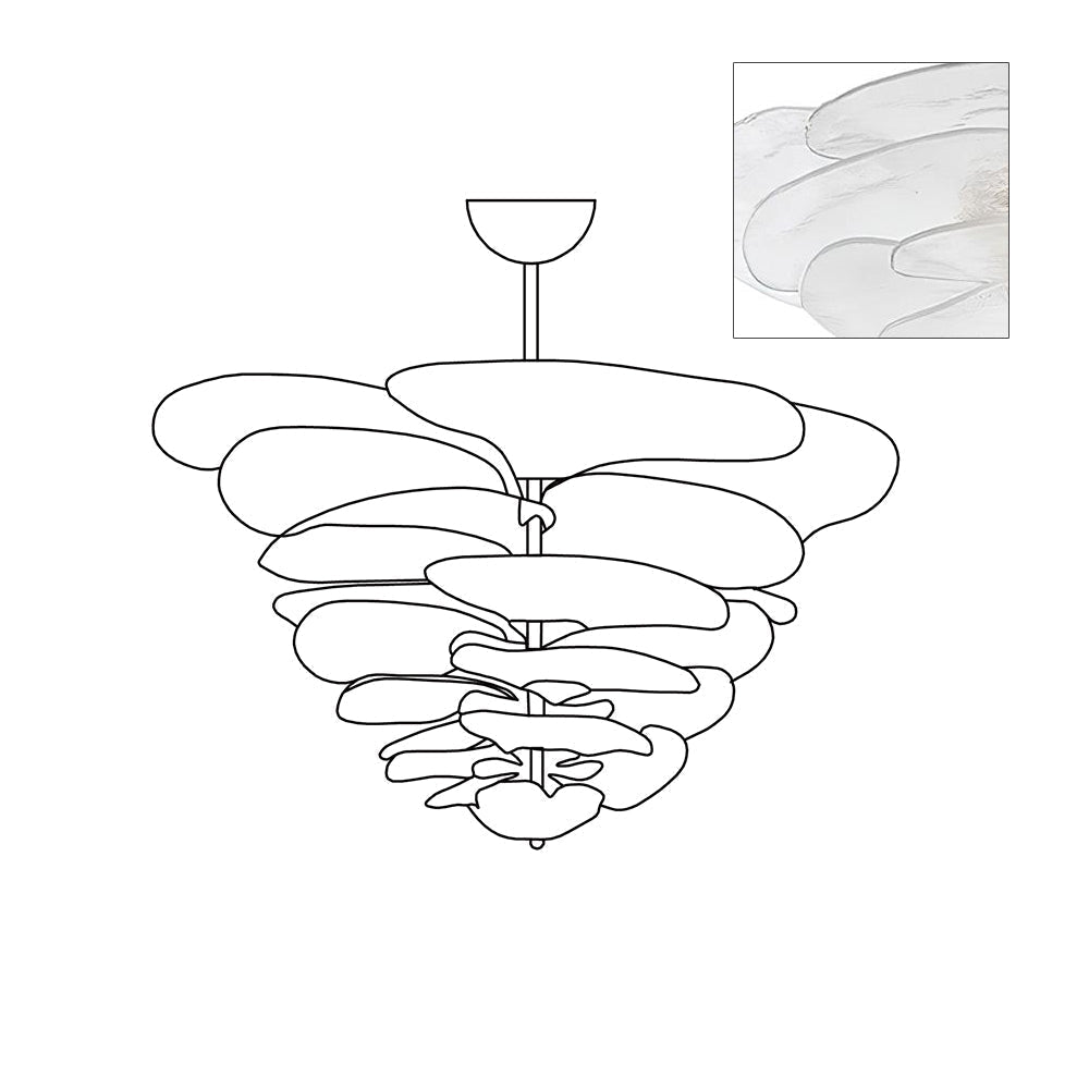 Petals Gold Murano Chandelier - 12-lights ∅ 26.3″ x H 11.4″Amber & GoldBlushlighting