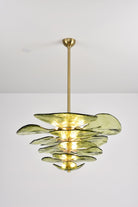 Petals Gold Murano Chandelier - 12-lights ∅ 26.3″ x H 11.4″Amber & GoldBlushlighting