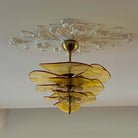 Petals Gold Murano Chandelier - 8-lights ∅ 21.6″ x H 8.6″Clear & GoldBlushlighting